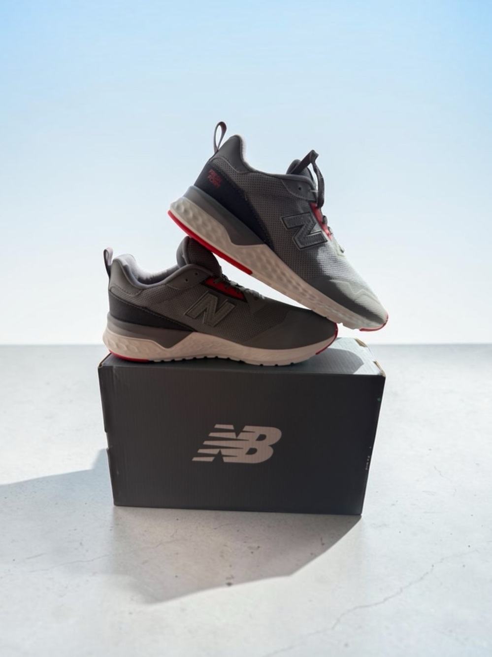 NWT New Balance Mode De Vie 515 Sport V2 Men's 7.5 Wide Gray Red Sneakers